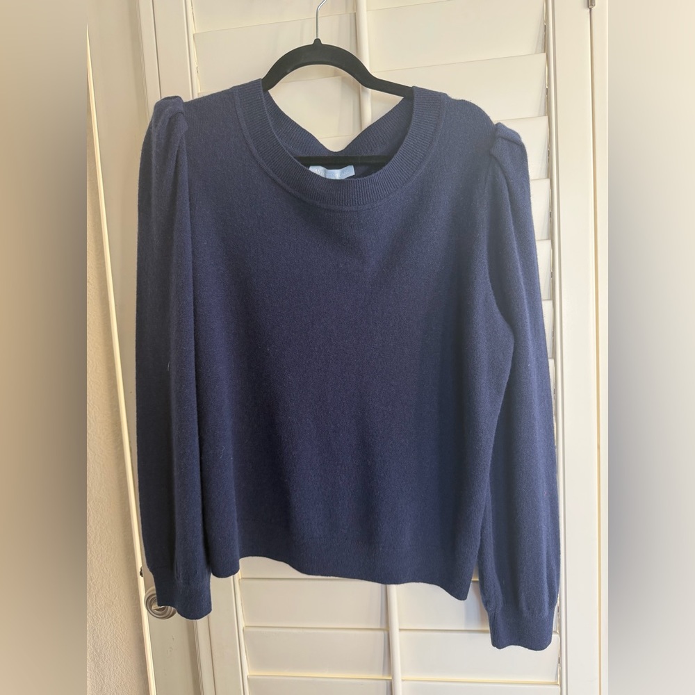 NWT Antonio Melani 100% Cashmere Sweater – Navy – XL – Puff sleeve crewneck
